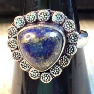 NEW Sodalite natural stone Ring Size 7 3/4   .925 overlay